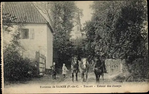 Ak Tingry Pas de Calais, Rückkehr von den Feldern