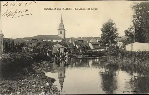 Ak Rosières aux Salines Meurthe et Moselle, Kanal und Lavoir