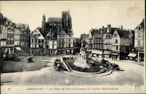 Ak Abbeville Somme, Place de l'Amira-Courbet, Kirche Saint-Vulfran