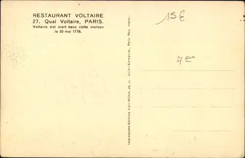 Ak Paris VII, Restaurant Voltaire