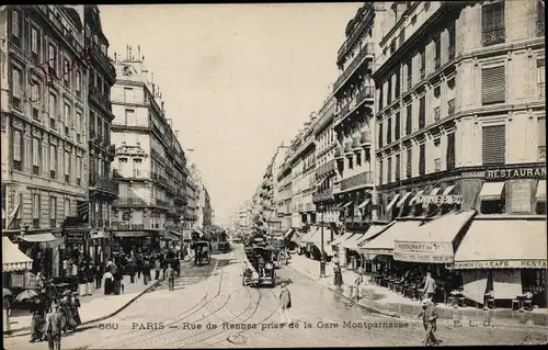 Ak Paris VI., Rue de Rennes, Schreibwaren, Autos, Royal Hotel