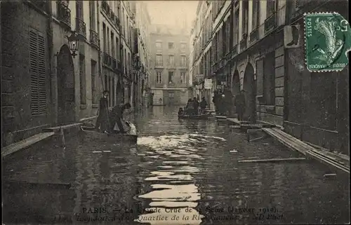 Postkarte Paris V, Seineflut 1910