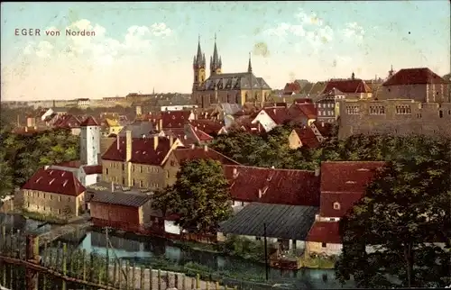 Ak Cheb Eger Region Karlsbad, Gesamtansicht