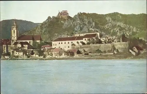 Ak Dürnstein an der Donau Wachau Niederösterreich, Teilansicht mit Burg St. Michael