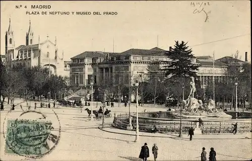 Ak Madrid Spanien, Plaza de Neptuno, Museo del Prado