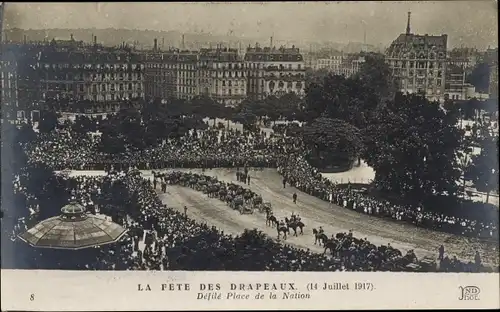 Ak-Flaggenfest, 14. Juli 1917, Parade Place de la Nation