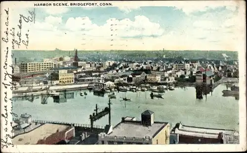 Ak Bridgeport Connecticut USA, Hafenszene