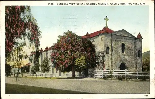 Ak San Gabriel Kalifornien USA, Gesamtansicht, Mission