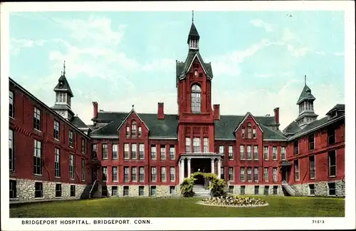 Ak Bridgeport Connecticut USA, Krankenhaus