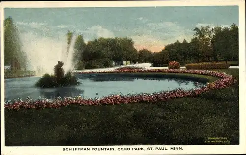 Ak Saint Paul Minnesota USA, Schiffman Fountain, Como Park