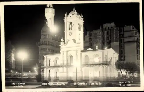 Ak Buenos Aires, Argentinien, Das Cabildo beleuchtet