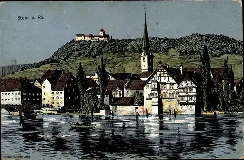 Künstler Ak Felle, Eugen, Stein am Rhein Kanton Schaffhausen, Teilansicht