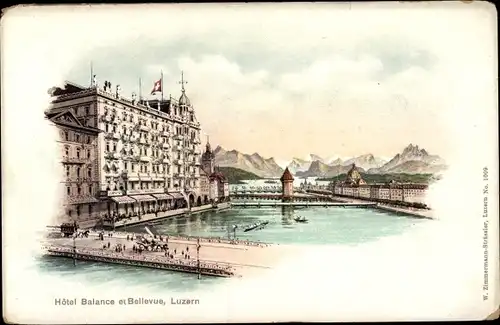 Ak Luzern Stadt Schweiz, Hotel Balance, Bellevue