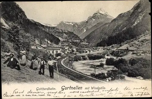 Ak Gurtnellen Kanton Uri, Strecke der Gotthardbahn, Windgälle