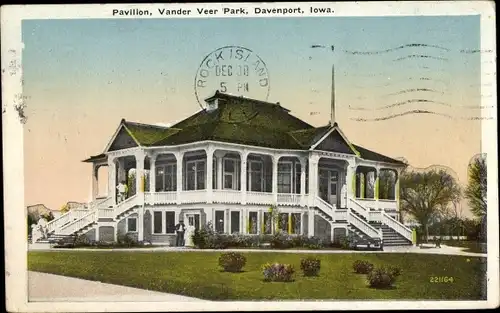 Ak Davenport Iowa USA, Pavillon, Vander Veer Park