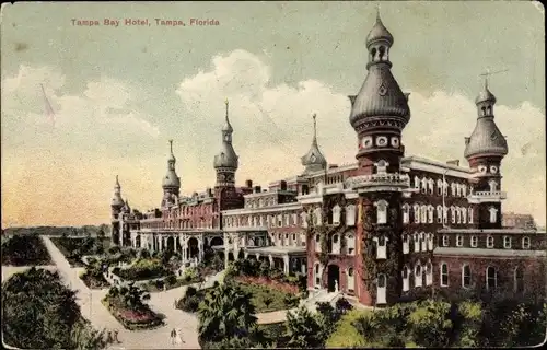 Ak Tampa Florida USA, Blick auf das Tampa Bay Hotel, Garten