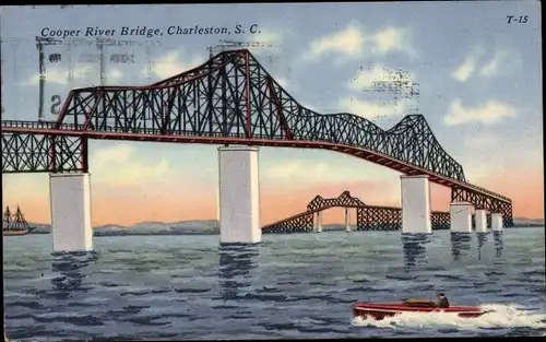 Ak Charleston South Carolina Vereinigte Staaten, Cooper River Bridge