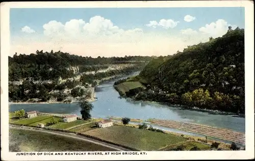 Ak Kentucky USA, Kreuzung der Flüsse Dick und Kentucky, High Bridge