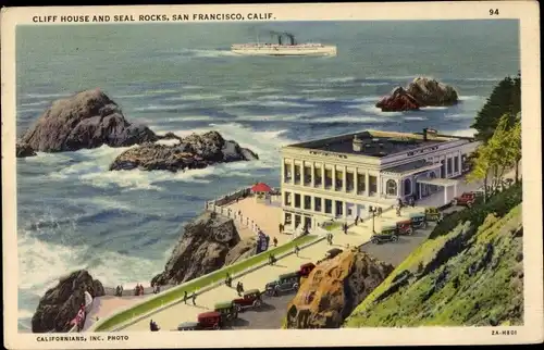 Ak San Francisco Kalifornien USA, Cliff House und Seal Rocks