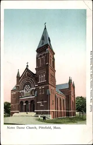 Ak Pittsfield Massachusetts USA, Notre-Dame-Kirche