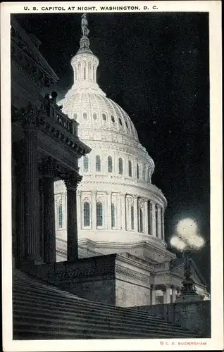 Ak Washington DC USA, US-Kapitol bei Nacht