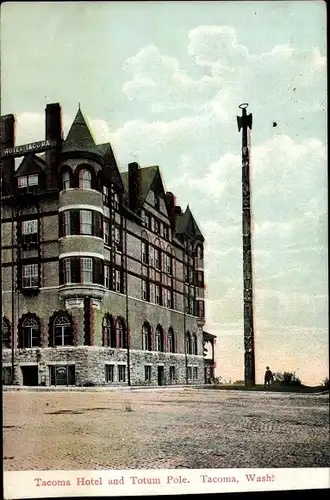 Ak Tacoma Washington Vereinigte Staaten, Tacoma Hotel, Totum Pole