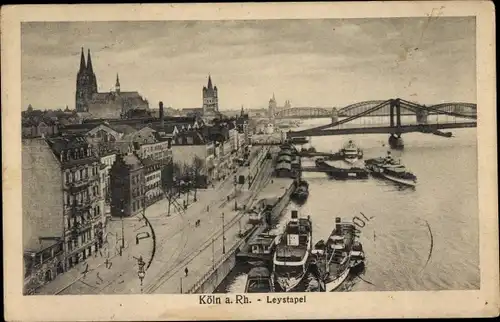 Ak Köln am Rhein, Leystapel, Brücke, Dom, Dampfer