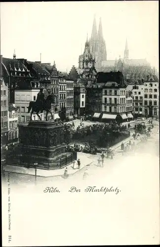 Ak Köln am Rhein, Marktplatz, Dom, Denkmal