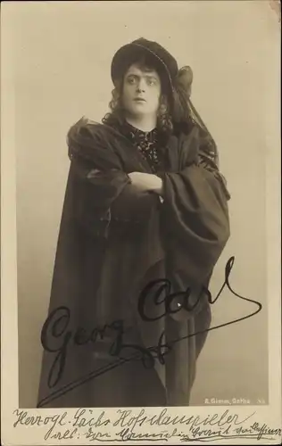 Ak Schauspieler Georg Carl, Portrait, Autogramm