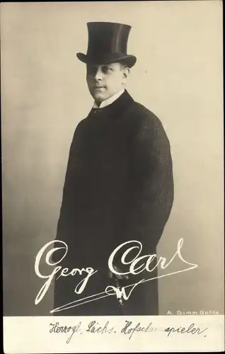 Ak Schauspieler Georg Carl, Portrait, Autogramm