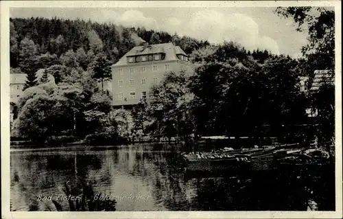 Ak Bad Elster im Vogtland, Gasthof Goldner Anker am Gondelteich