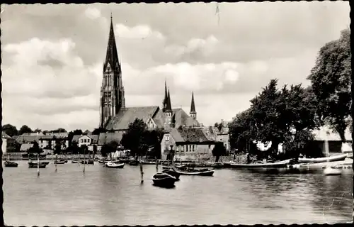 Ak Schleswig an der Schlei Dom, Boote