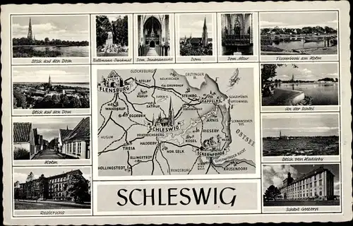 Landkarten Ak Schleswig an der Schlei, Dom, Regierung, Schloss Gottorf, An der Schlei