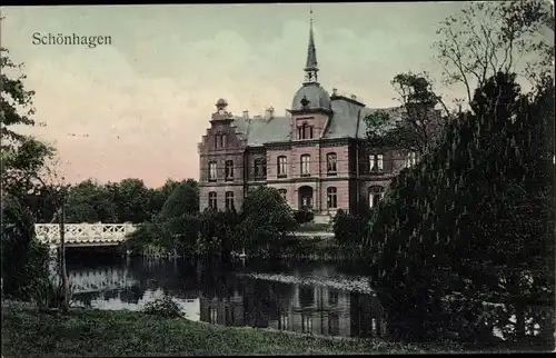 Ak Schönhagen Brodersby an der Ostsee, Schloss, Brücke