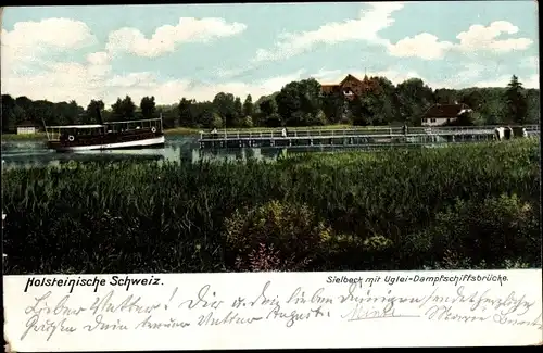 Ak Sielbeck Eutin in Ostholstein, Uglei-Dampfschiffsbrücke