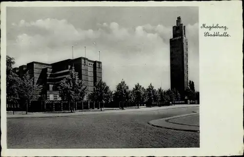 Ak Magdeburg an der Elbe, Stadthalle, Turm