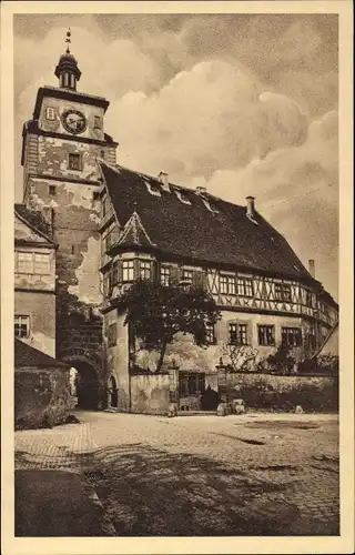 Ak Rothenburg ob der Tauber Mittelfranken, weißer Turm, Judentanzhaus