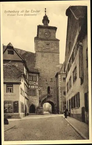 Ak Rothenburg ob der Tauber Mittelfranken, weißer Turm Innenseite