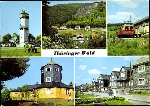 Ak Oberweißbach im Weißbachtal Thüringen, Fröbelturm, Teilansicht, Bergbahn-Flachstrecke