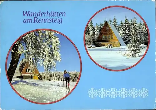 Ak Rennsteig Thüringen, Wanderhütten, Winter