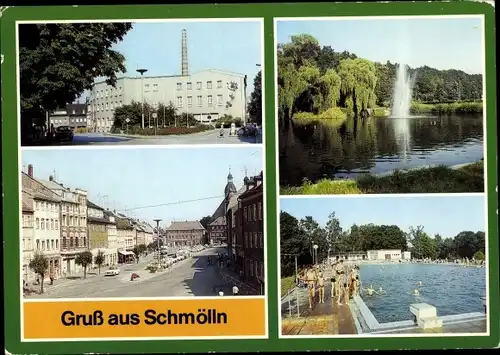 Ak Schmölln in Thüringen, Platz der Neuerer, Markt, Brauereiteich, Sommerbad,