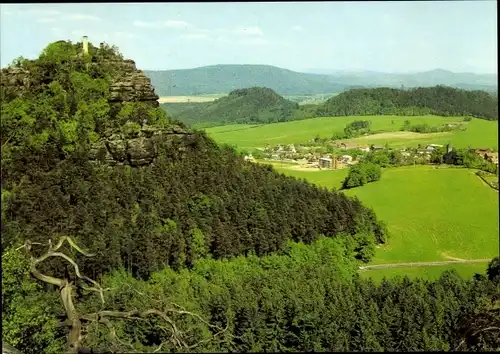 Ak Gohrisch Sächsische Schweiz, Blick vom Gohrisch auf Papstdorf