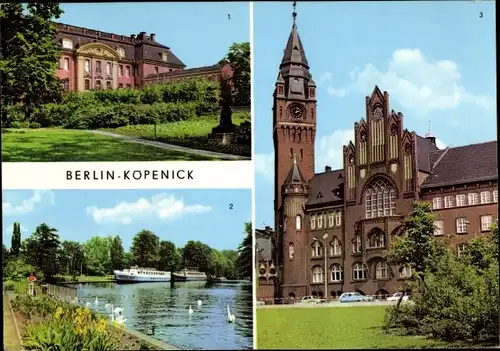 Ak Berlin Köpenick, Kunstgewerbliches Museum, Schiffe Kuhle Wampe und Spreeathen, Rathaus