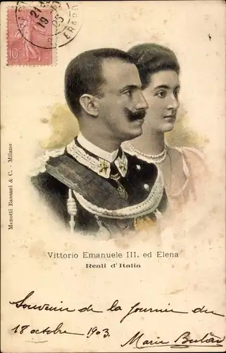 Ak König Viktor Emanuel III. von Italien, Elena von Montenegro