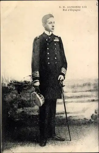 Ak König Alfons XIII. von Spanien, Portrait in Uniform