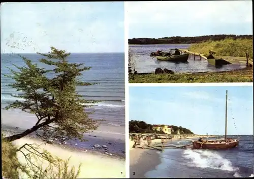 Ak Ostseebad Bansin Heringsdorf auf Usedom, Steilküste, kleiner Krebssee, Strand, Boote