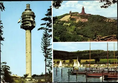 Ak Rathsfeld Steinthaleben Kyffhäuserland in Thüringen, Fernsehturm Kulpenberg, Talsperre Kelbra