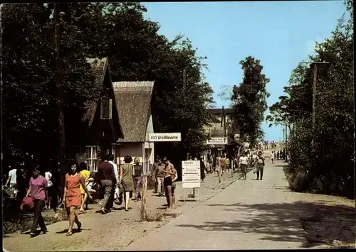 Ak Ostseebad Prerow Darß, Weg zum Strand, Geschäft HO Textilwaren