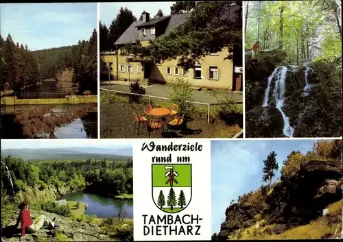 Ak Tambach Dietharz in Thüringen, Gothaer Talsperre, Waldbaude, Spitterfall, Höhenbergsee