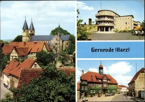 Ak Gernrode Quedlinburg im Harz, Spittelplatz, Rathaus, FDGB-Erholungsheim Fritz Heckert